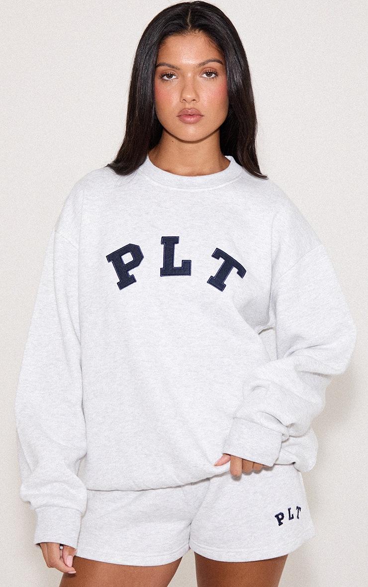 Pretty Little Thing PRETTYLITTLETHING Ash Grey Logo Sweat Shorts