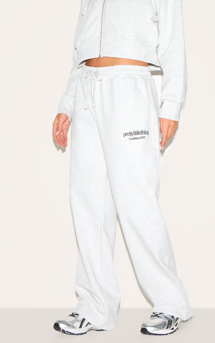 Pretty Little Thing PRETTYLITTLETHING Ash Grey Premium Print Wide Leg Sweatpants