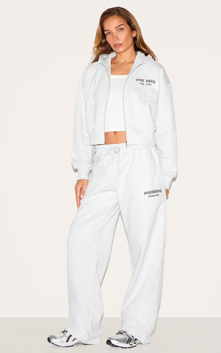 Pretty Little Thing PRETTYLITTLETHING Ash Grey Premium Print Wide Leg Sweatpants