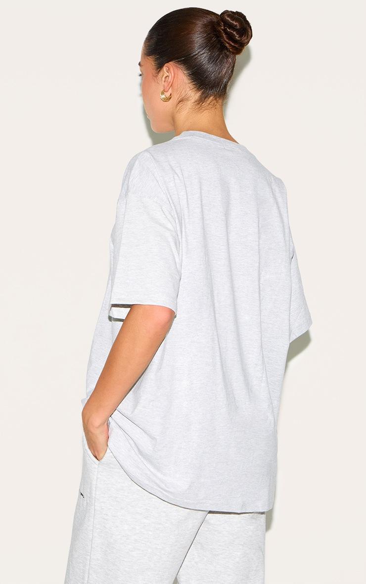Pretty Little Thing PRETTYLITTLETHING Ash Grey Print Oversize T Shirt