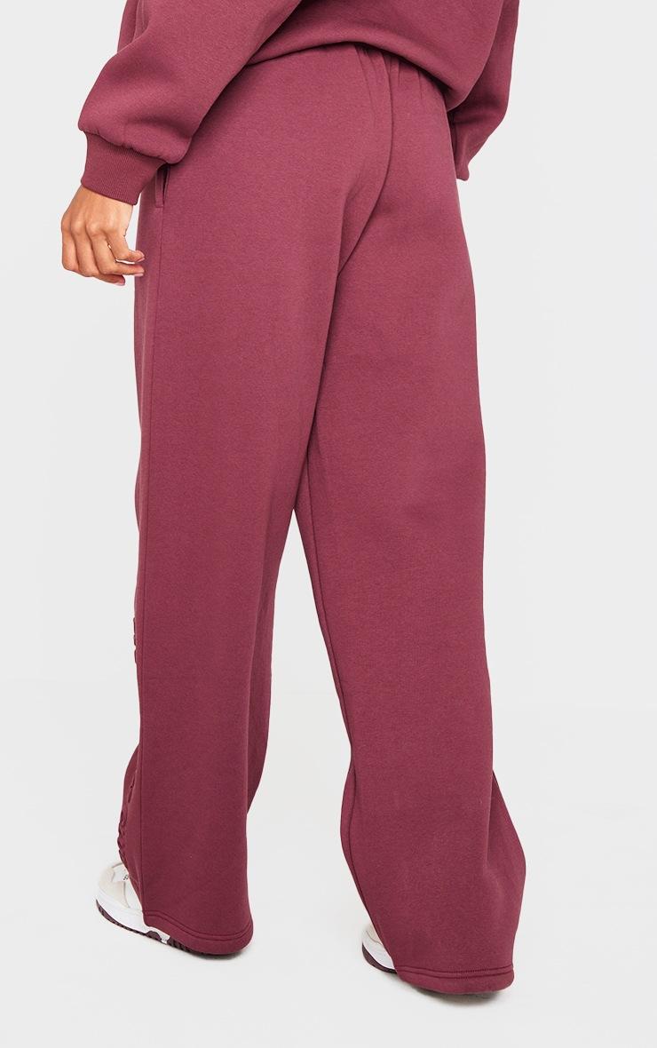 Pretty Little Thing PRETTYLITTLETHING Burgundy Athletics Club Embossed Straight Leg Sweatpants