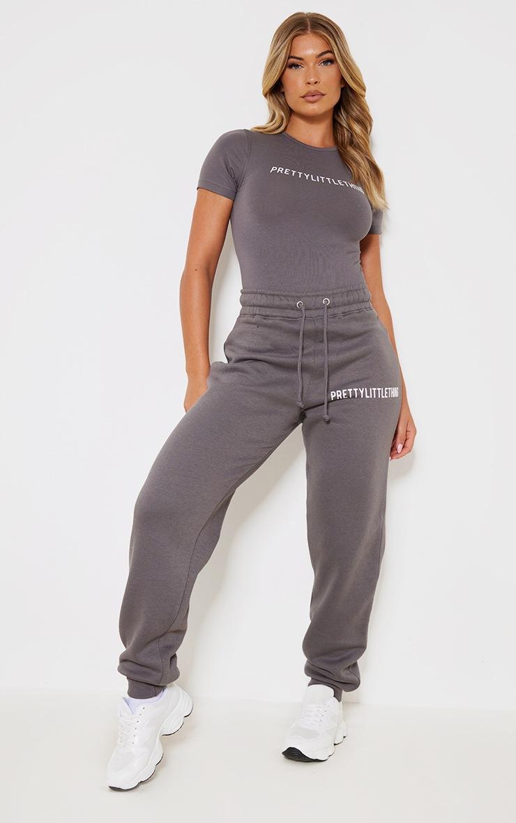 Pretty Little Thing PRETTYLITTLETHING Charcoal Cuffed High Waisted Cuffed Sweatpants