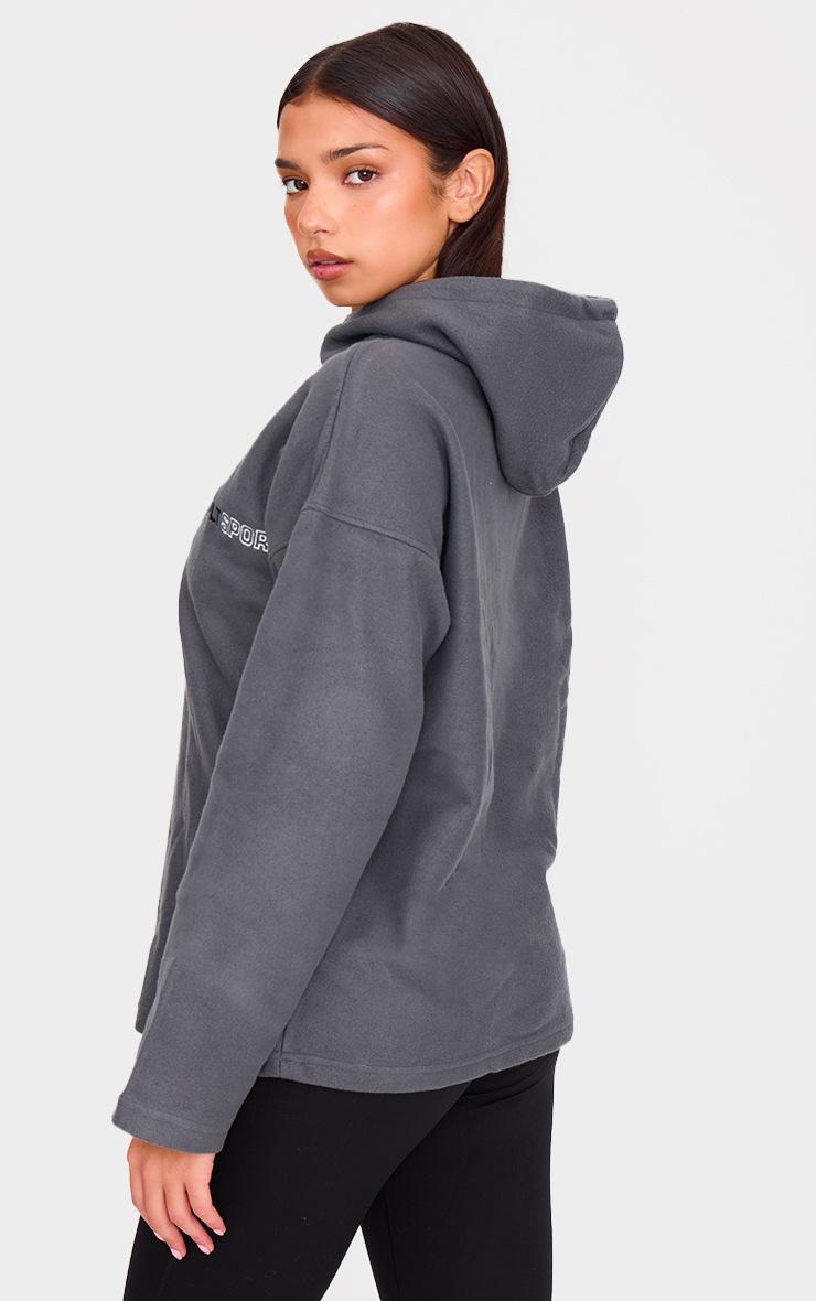 Pretty Little Thing PRETTYLITTLETHING Charcoal Half Zip Hooded Fleece