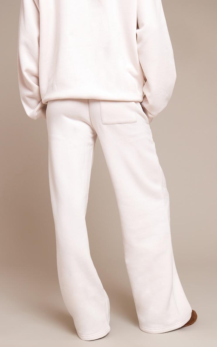Pretty Little Thing Prettylittlething Cream Cotton Fleece Straight Leg Sweatpants