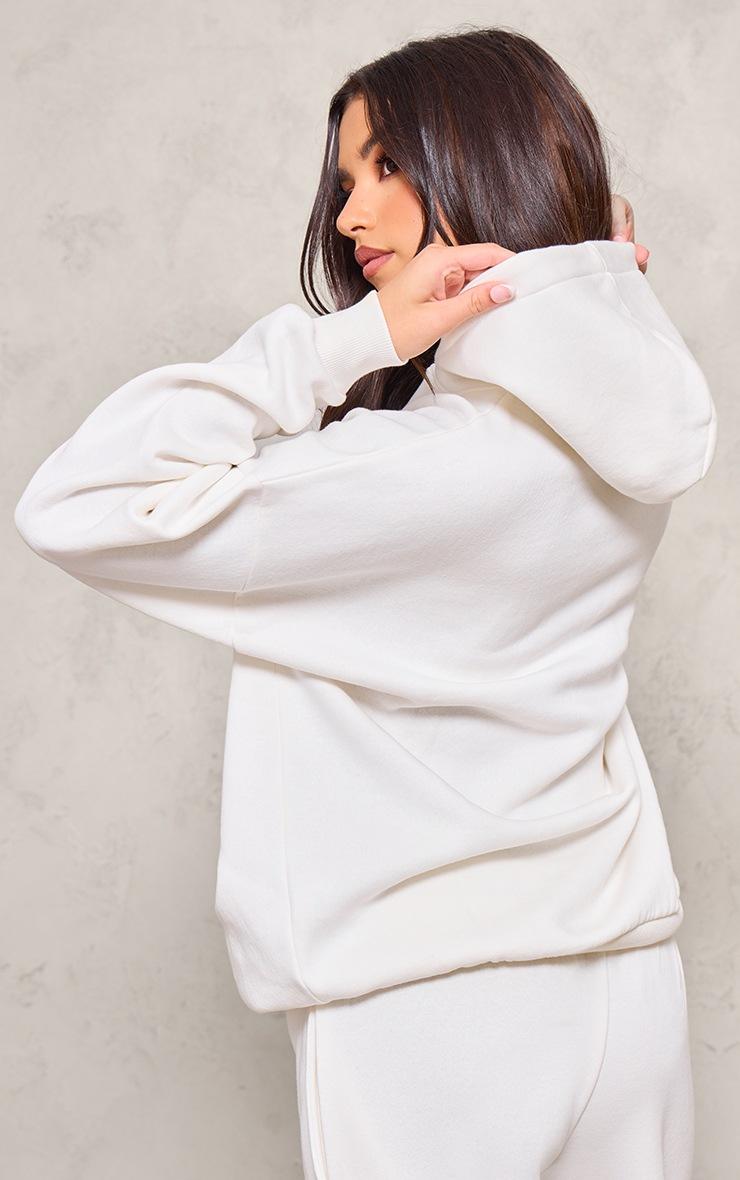 Pretty Little Thing PRETTYLITTLETHING Cream PLT Logo Oversized Hoodie