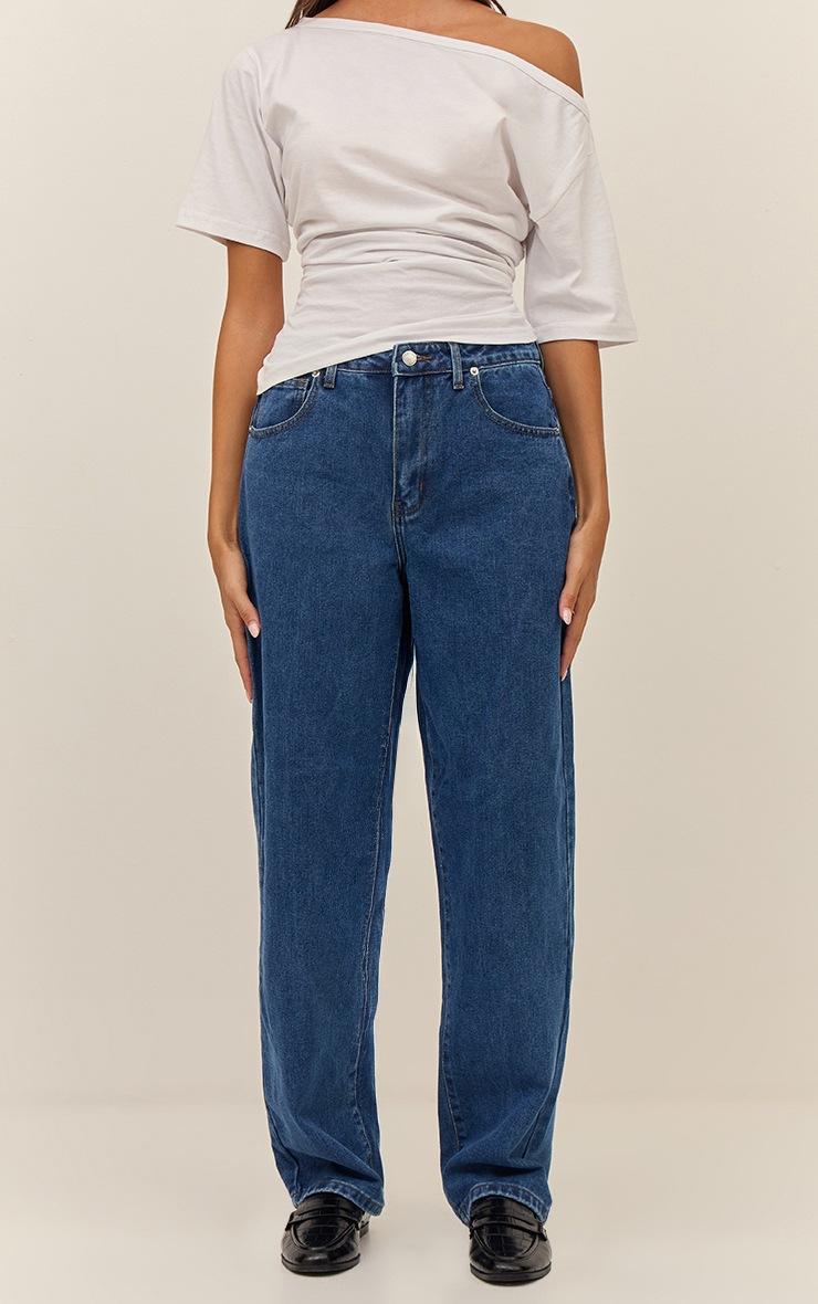 Pretty Little Thing PRETTYLITTLETHING Dark Blue High Waist Boyfriend Jeans