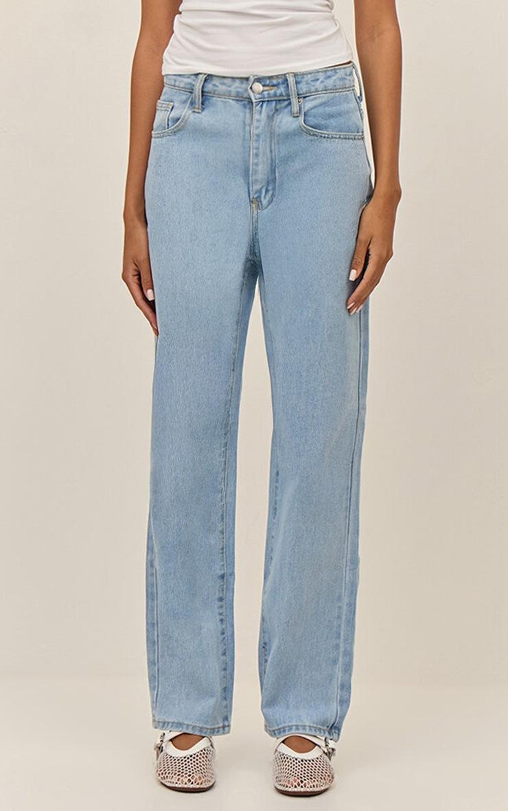 Pretty Little Thing PRETTYLITTLETHING Light Blue Wash High Waist Straight Leg Jeans