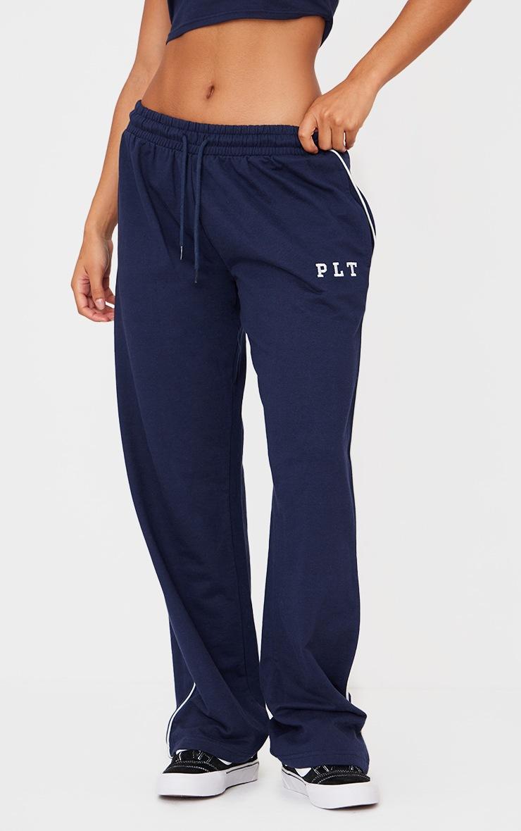 Pretty Little Thing PRETTYLITTLETHING Navy Contrast Binding Wide Leg Sweatpants