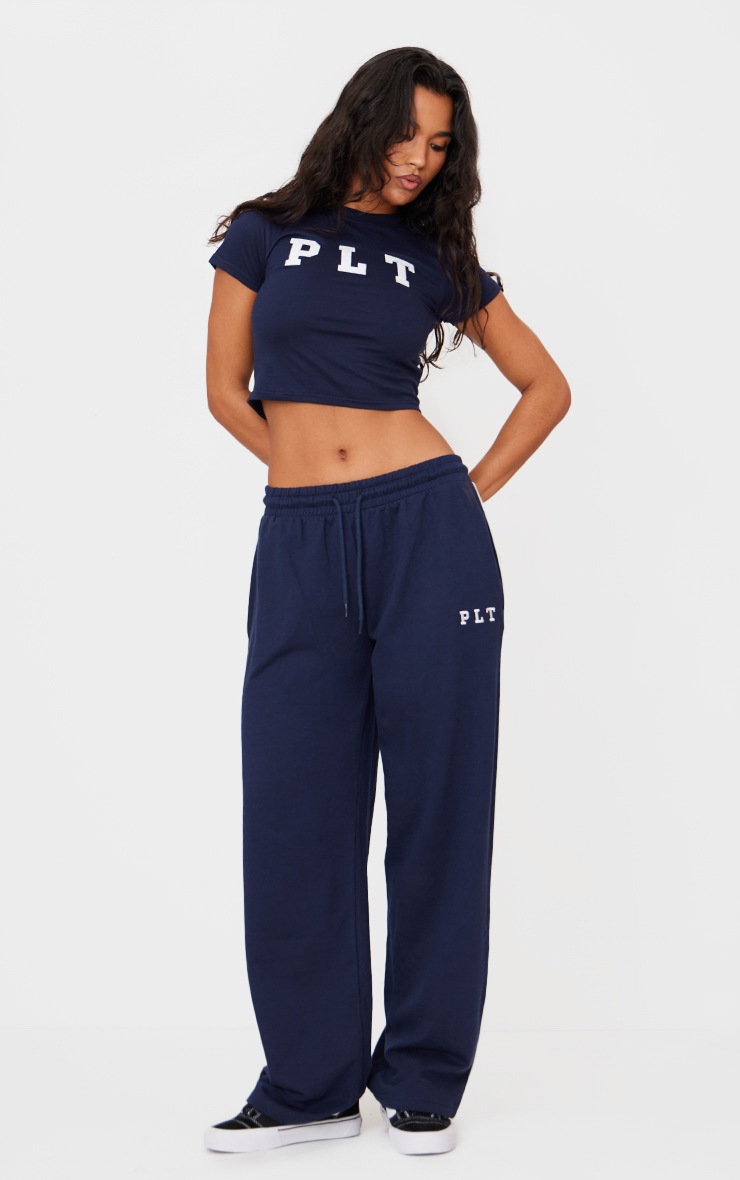 Pretty Little Thing PRETTYLITTLETHING Navy Contrast Binding Wide Leg Sweatpants