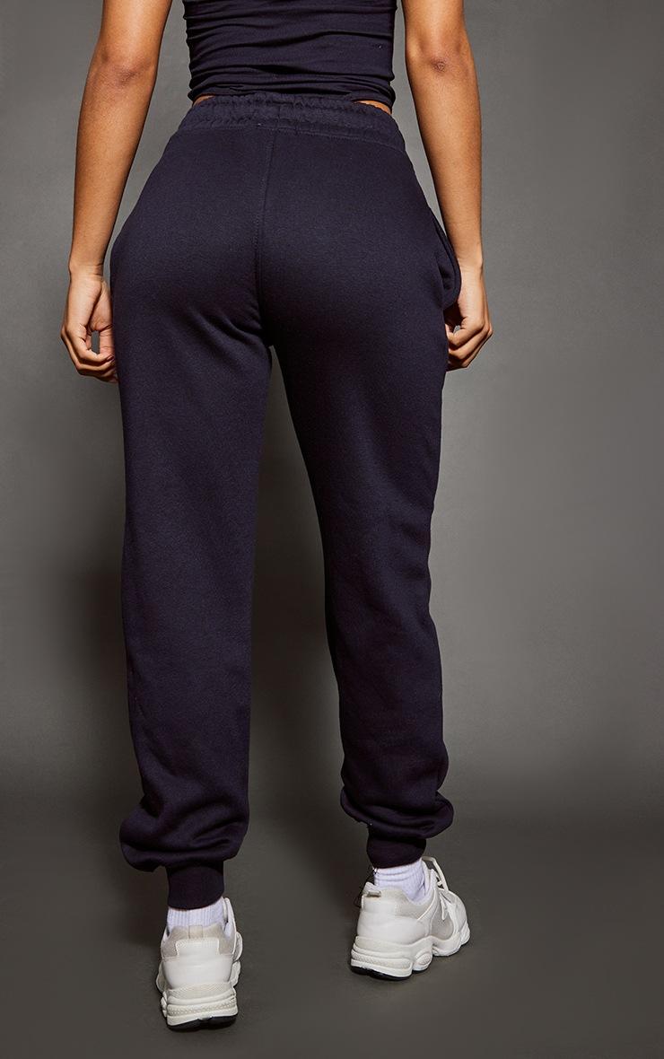 Pretty Little Thing PRETTYLITTLETHING Navy Logo High Waisted Cuffed Sweatpant