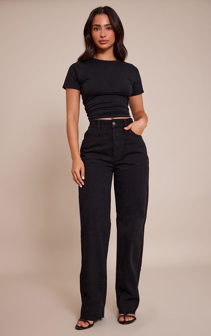 Pretty Little Thing PRETTYLITTLETHING Petite Black Long Leg Straight Jeans