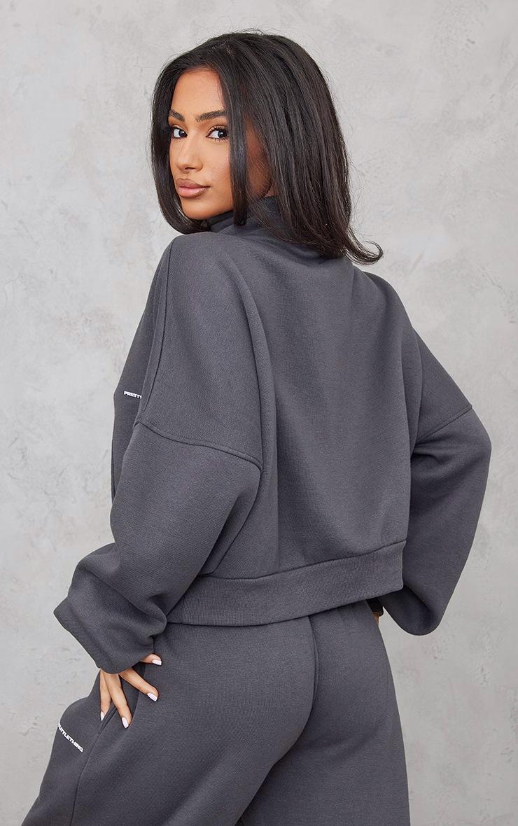 Pretty Little Thing PRETTYLITTLETHING Petite Charcoal Oversized Half Zip Sweat