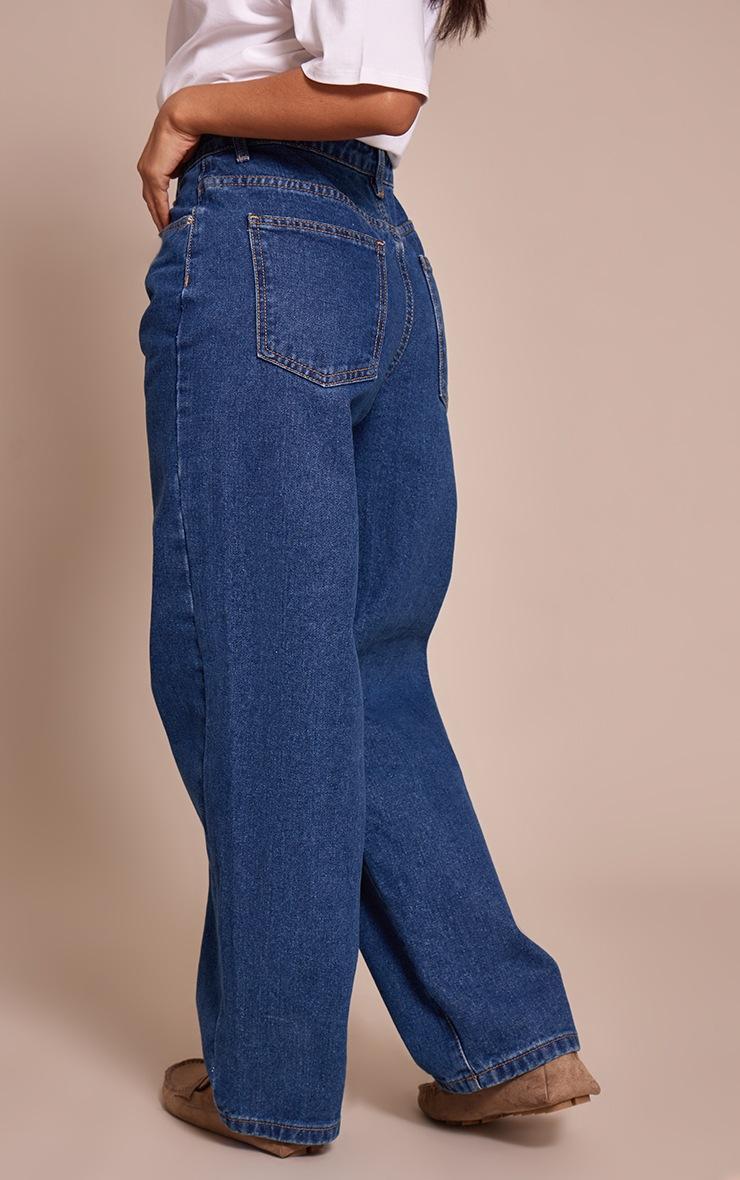 Pretty Little Thing PRETTYLITTLETHING Petite Dark Blue High Waist Boyfriend Jean