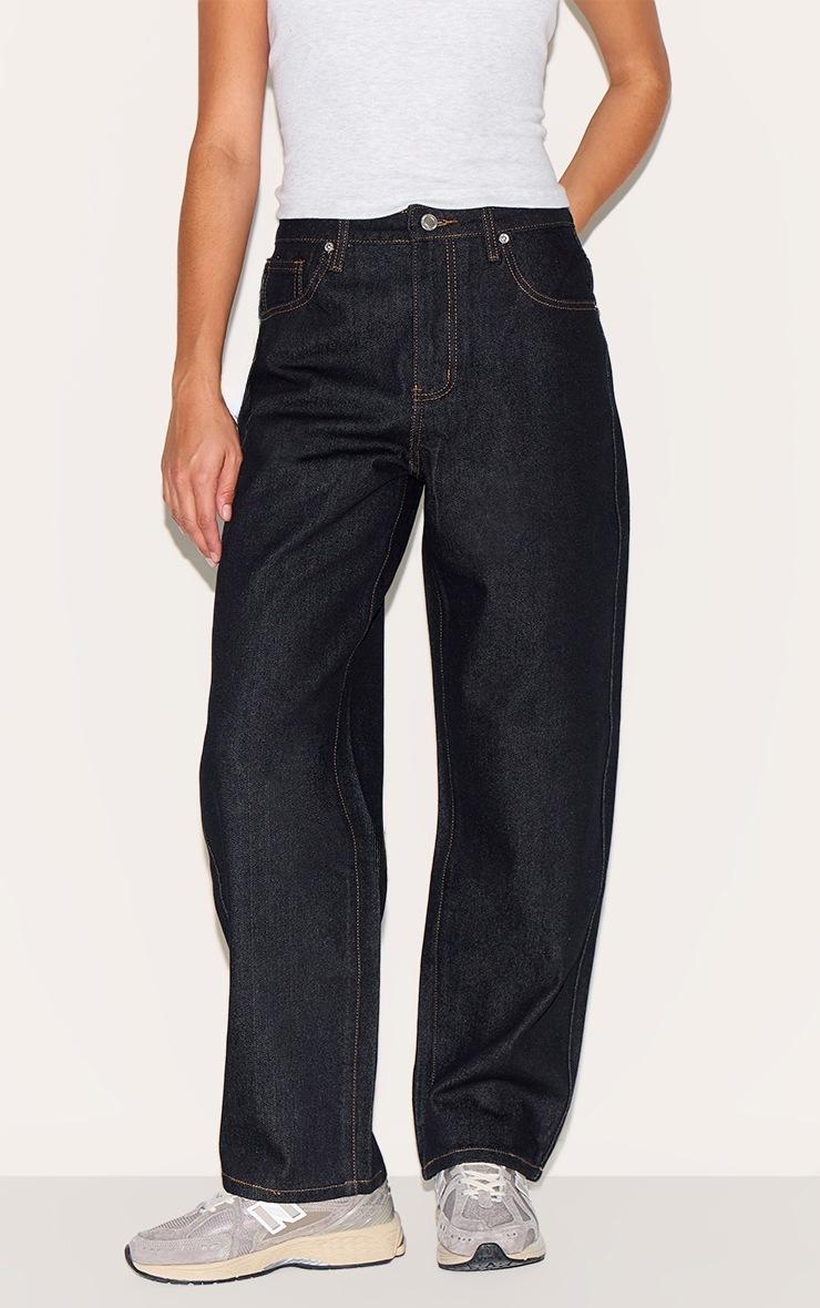 Pretty Little Thing PRETTYLITTLETHING Petite Dark Indigo High Waist Boyfriend Jeans