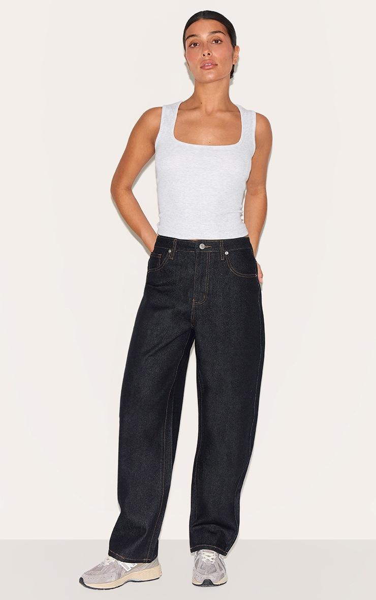 Pretty Little Thing PRETTYLITTLETHING Petite Dark Indigo High Waist Boyfriend Jeans