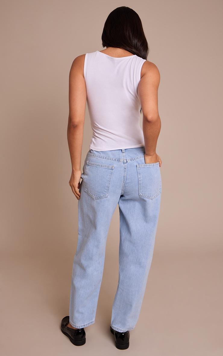 Pretty Little Thing PRETTYLITTLETHING Petite Light Blue High Waist Mom Jeans