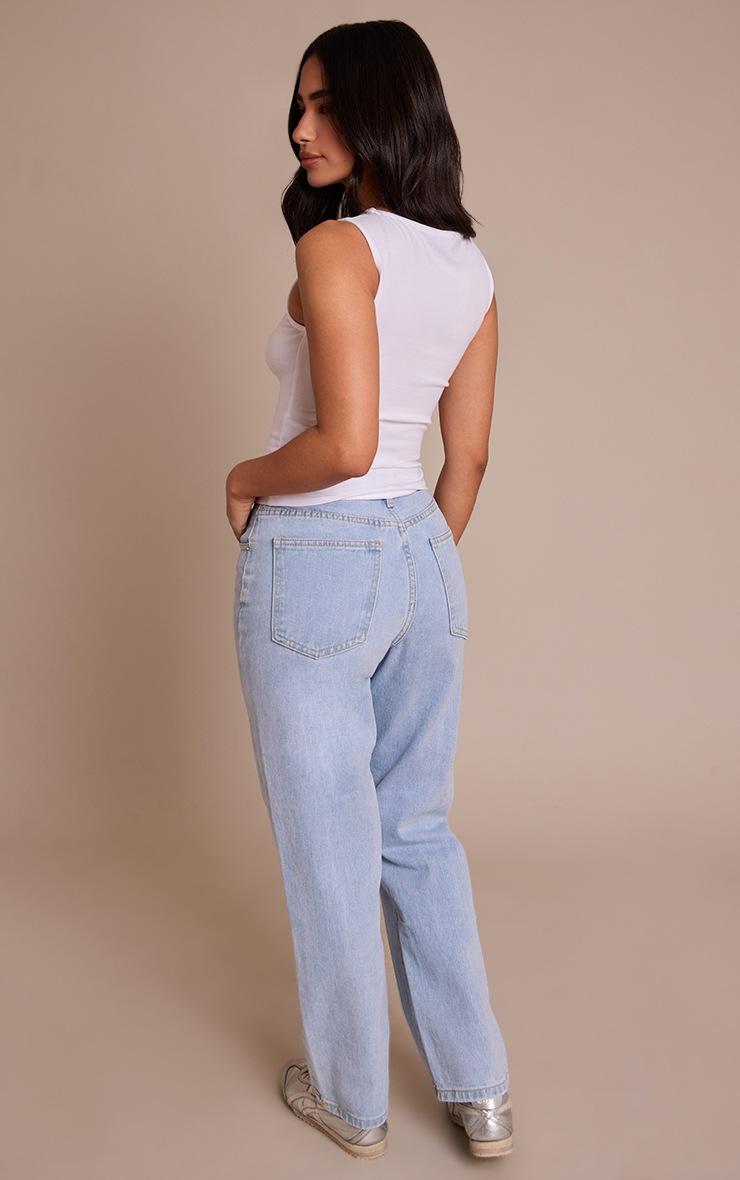Pretty Little Thing PRETTYLITTLETHING Petite Light Blue High Waist Straight Leg Jeans
