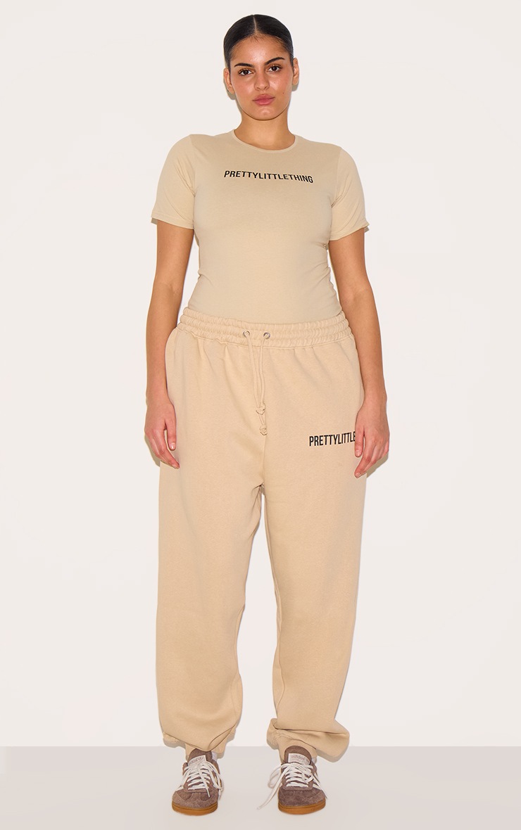 Pretty Little Thing PRETTYLITTLETHING Plus Oatmeal High Waisted Cuffed Sweatpants