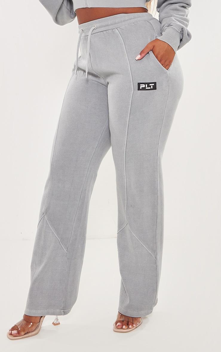 Pretty Little Thing PRETTYLITTLETHING Shape Grey Marl Washed Wide Leg Sweatpants