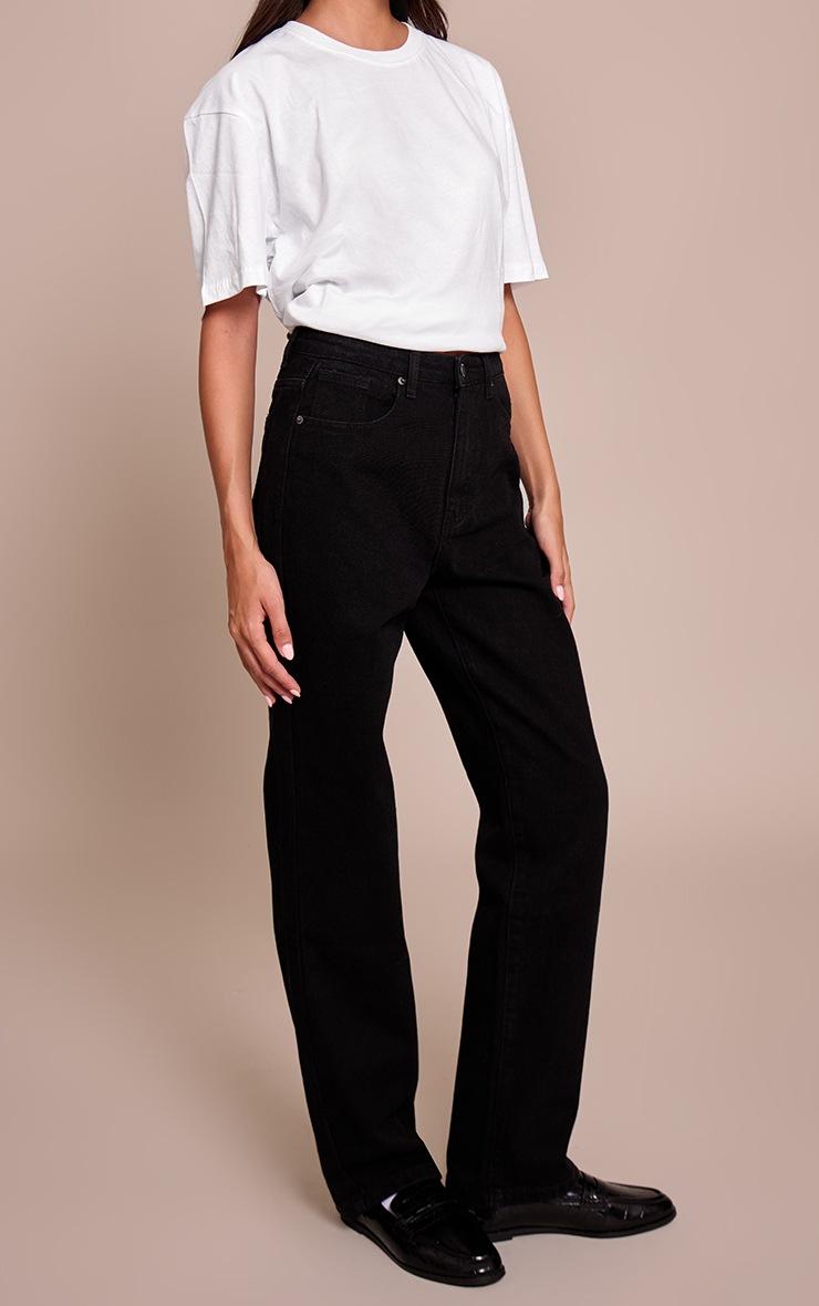 Pretty Little Thing PRETTYLITTLETHING Washed Black High Waist Straight Leg Jean