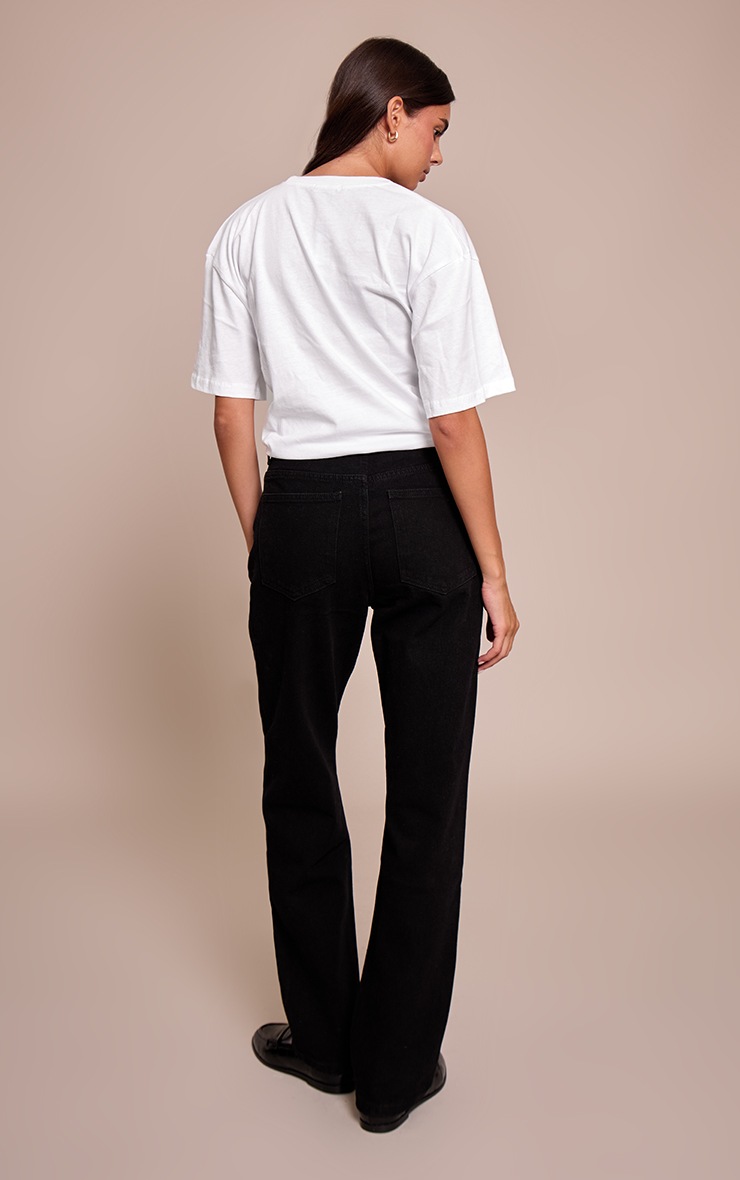 Pretty Little Thing PRETTYLITTLETHING Washed Black High Waist Straight Leg Jean