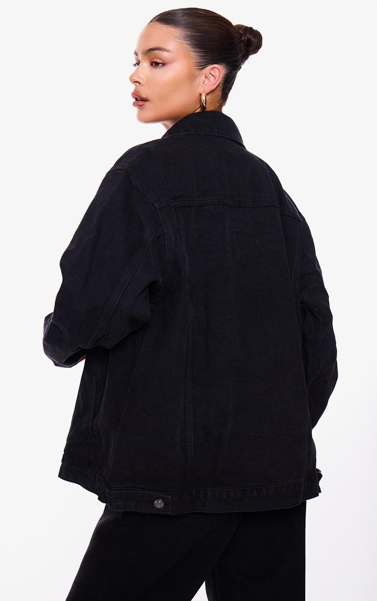 Pretty Little Thing PRETTYLITTLETHING Washed Black Oversized Boyfriend Denim Jacket