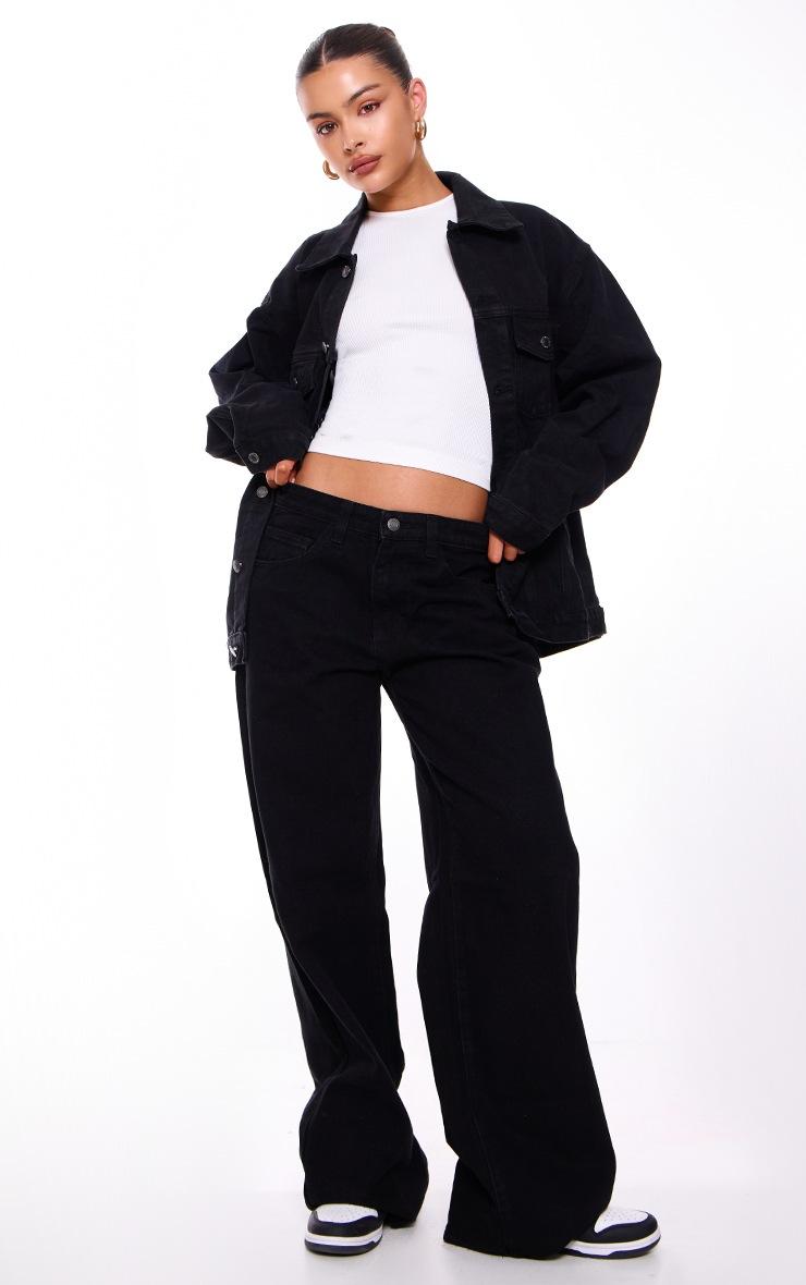 Pretty Little Thing PRETTYLITTLETHING Washed Black Oversized Boyfriend Denim Jacket