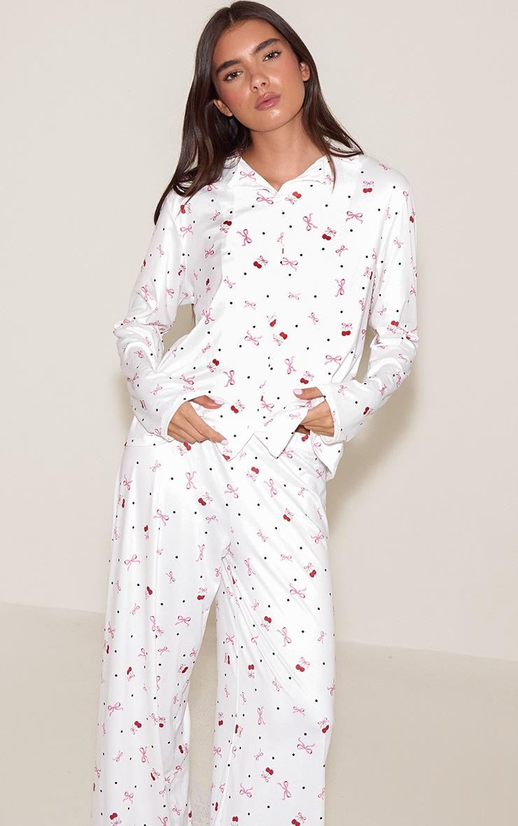 Pretty Little Thing Printed Long Sleeve Button Through PJ Set