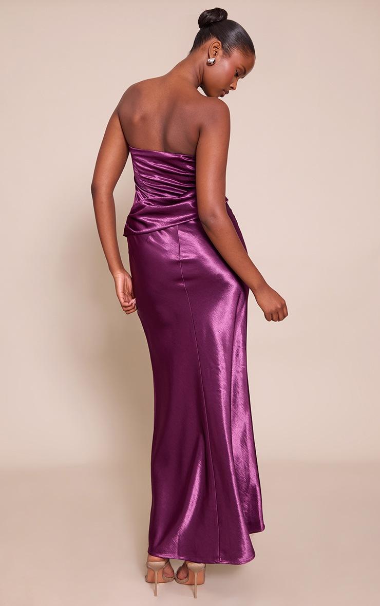 Pretty Little Thing Purple Pleat Bust Detail Bandeau Maxi Dress