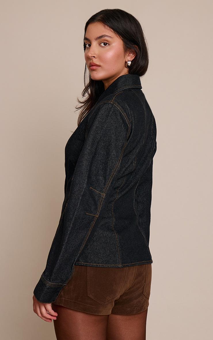 Pretty Little Thing Raw Indigo Balloon Sleeve Cinched Denim Shirt