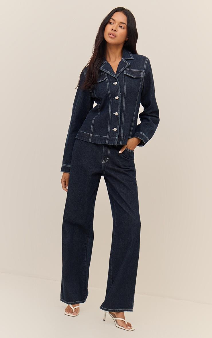 Pretty Little Thing Raw Indigo Cinched Waist Denim Blazer