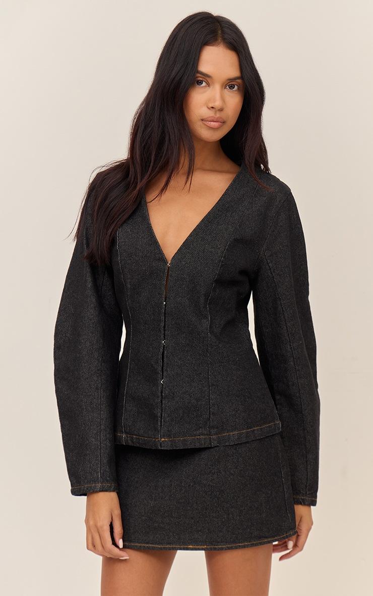 Pretty Little Thing Raw Indigo Cocoon Sleeve Denim Blazer