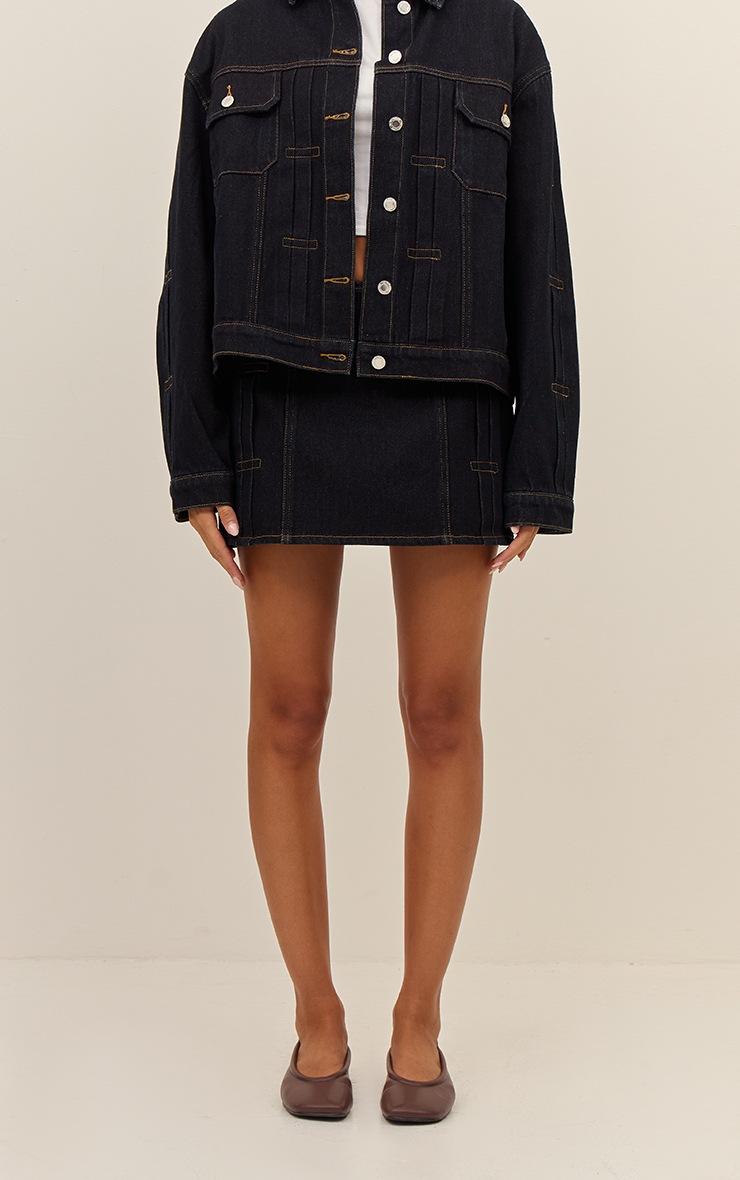 Pretty Little Thing Raw Indigo Pleat Detail Denim Mini Skirt