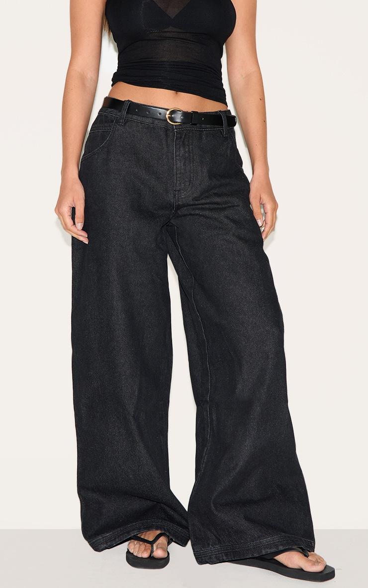 Pretty Little Thing Raw Indigo Seam Detail Low Rise Baggy Jeans