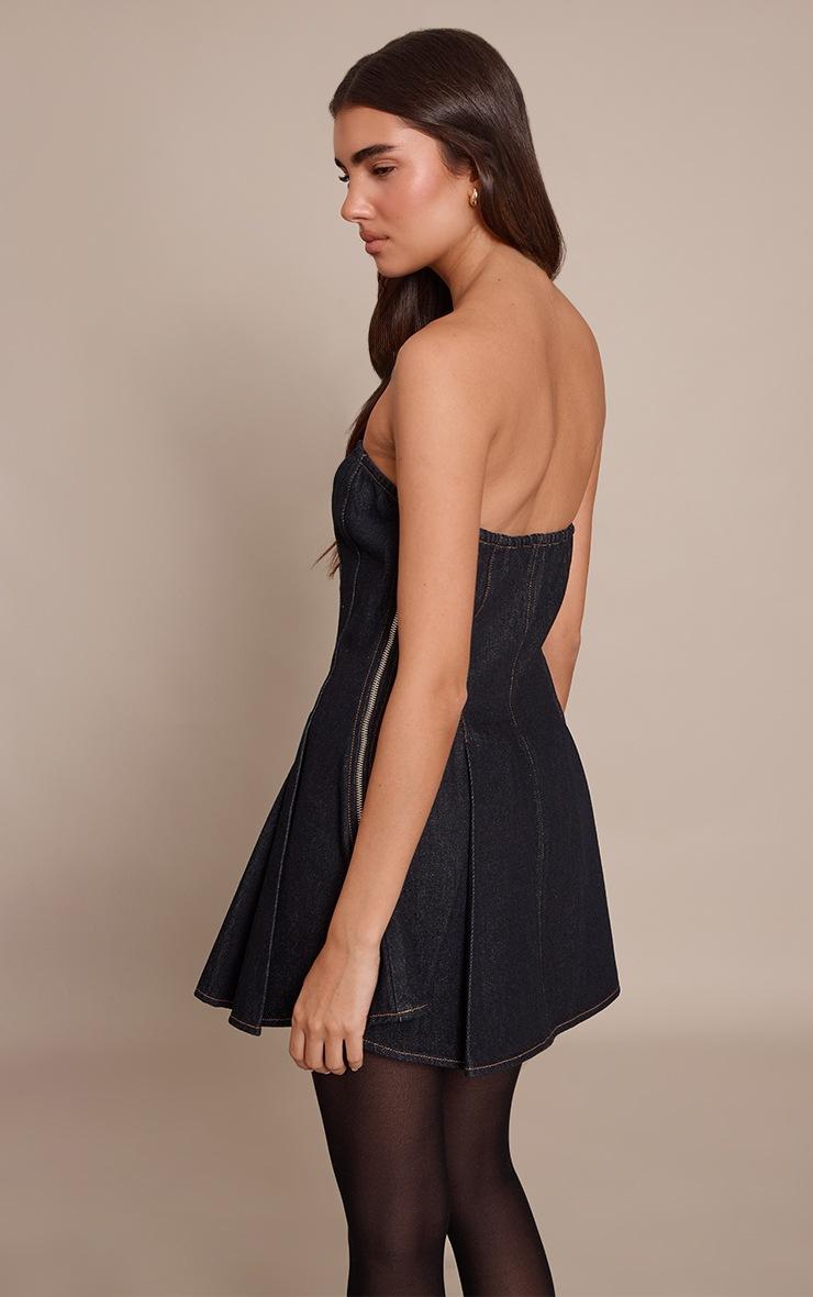 Pretty Little Thing Raw Indigo Strapless Pleat Detail Denim Mini Dress