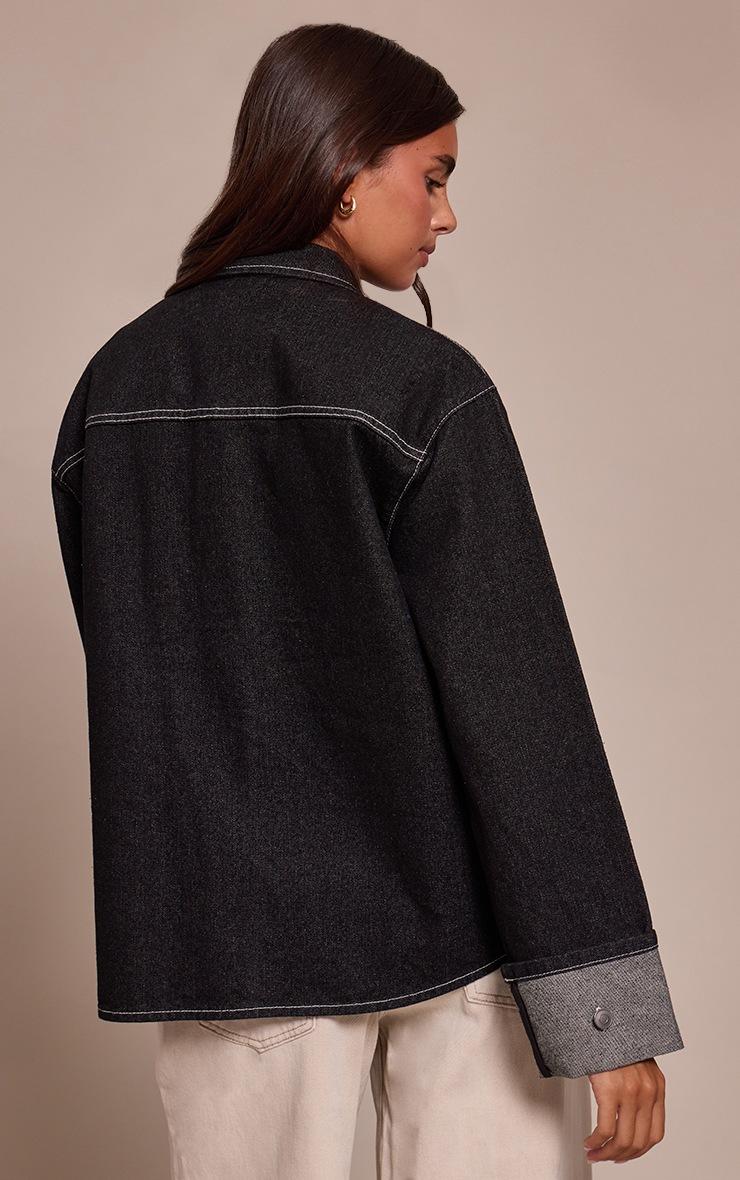 Pretty Little Thing Raw Indigo Turn Up Cuff Oversized Denim Shirt
