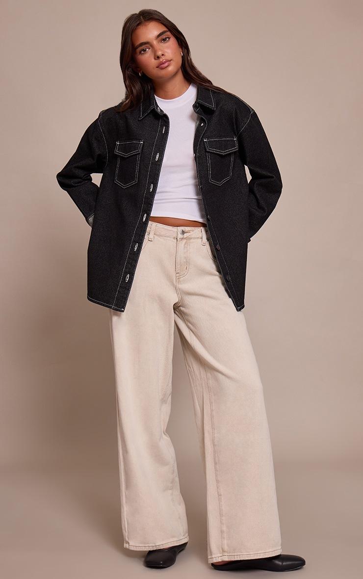 Pretty Little Thing Raw Indigo Turn Up Cuff Oversized Denim Shirt