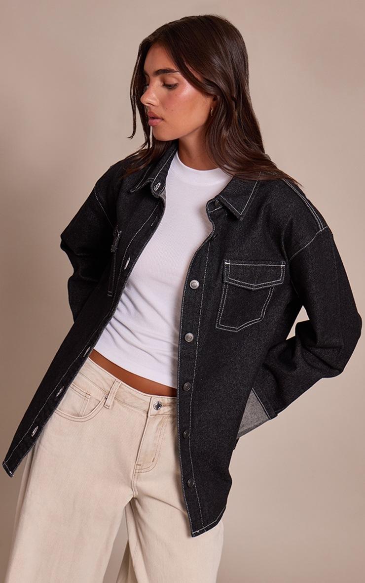 Pretty Little Thing Raw Indigo Turn Up Cuff Oversized Denim Shirt