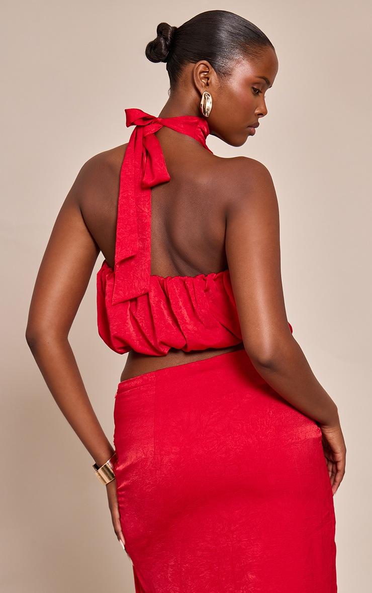 Pretty Little Thing Red Hardware Detail Halter Neck Top