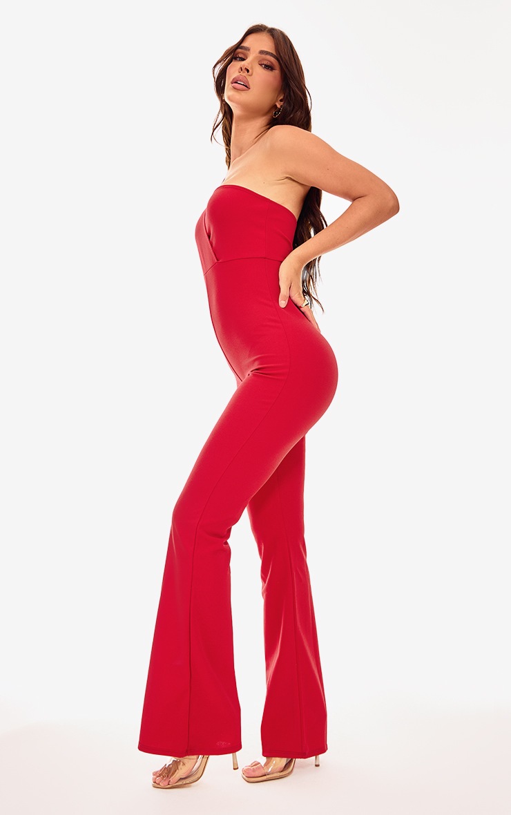 Pretty Little Thing Red One Shoulder Drape Detailed Jumpsuit