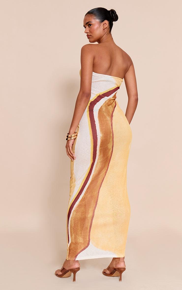 Pretty Little Thing Red Onion Skin Bandeau Abstract Print Maxi Dress