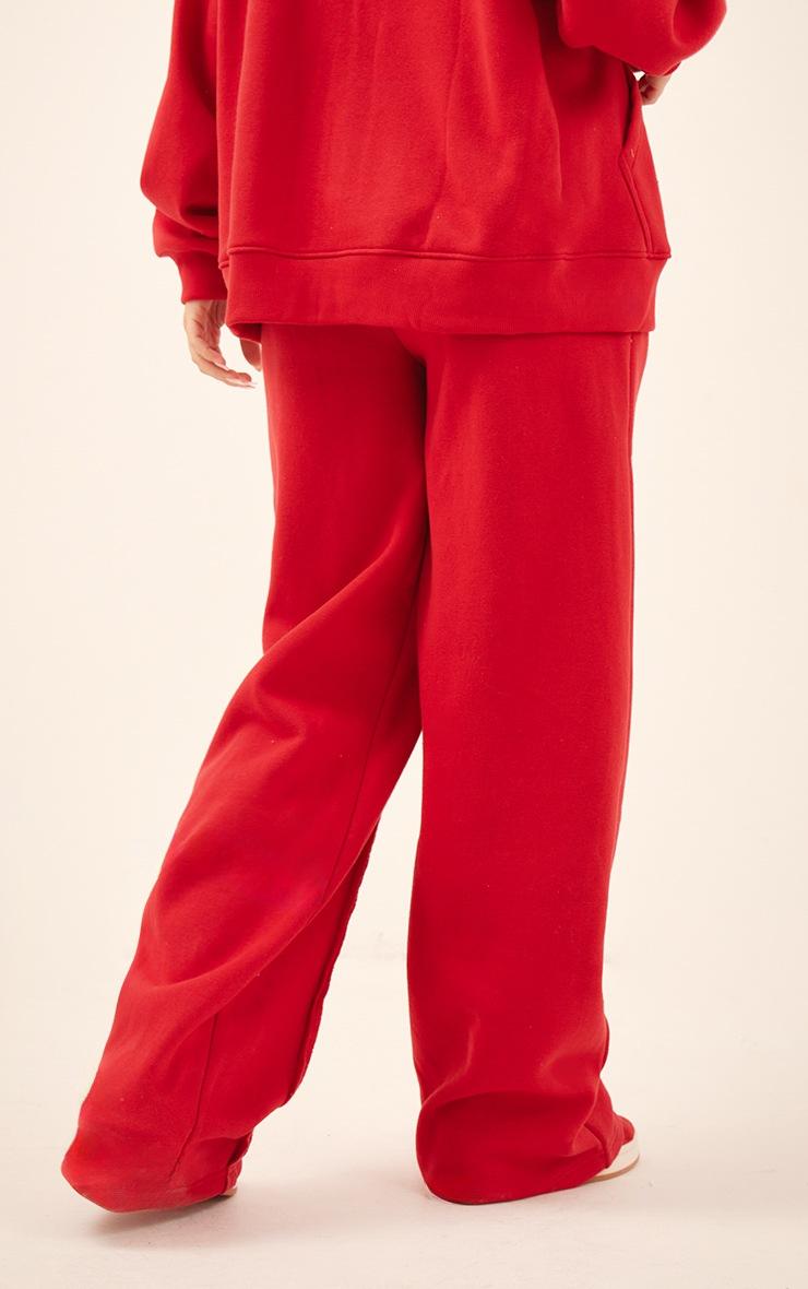 Pretty Little Thing Red Oversized Wide Leg Seam Detail Sweatpants