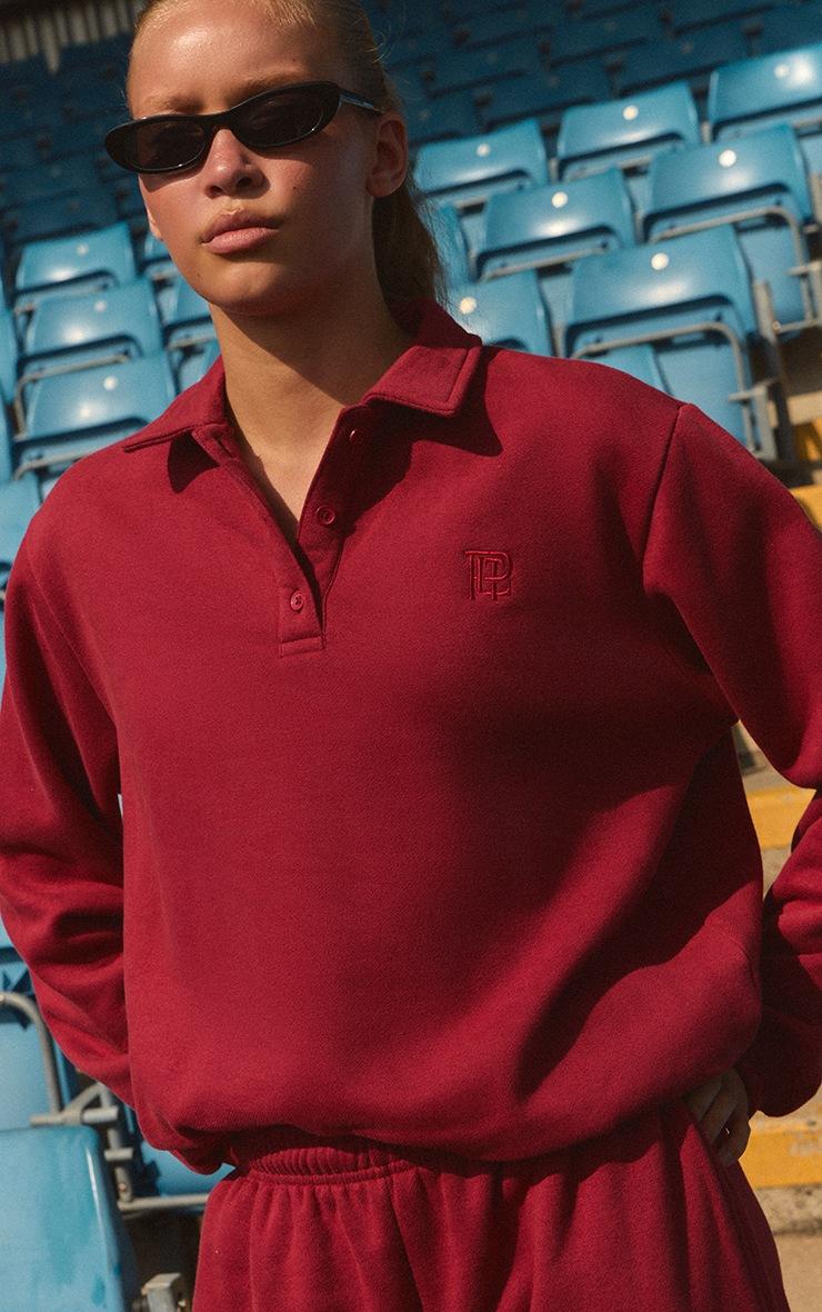 Pretty Little Thing Red Prettylittlething Polo Sweatshirt