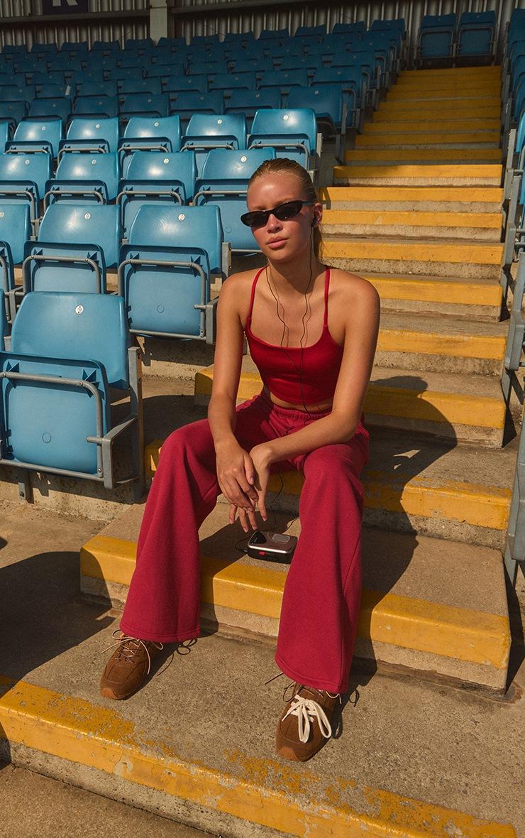 Pretty Little Thing Red Prettylittlething Straight Leg Sweatpants