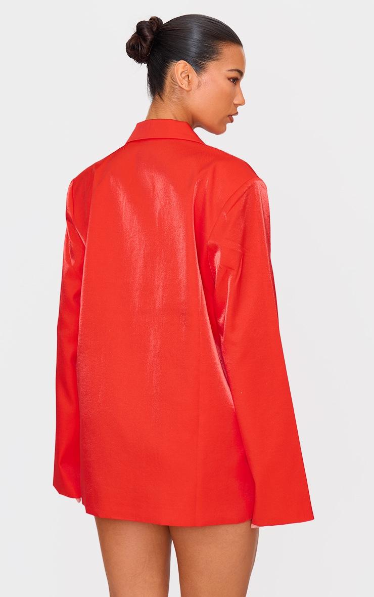Pretty Little Thing Red Satin Look Oversized Boxy Blazer