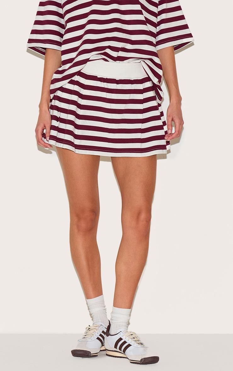 Pretty Little Thing Red Striped Pleated Mini Tennis Skort