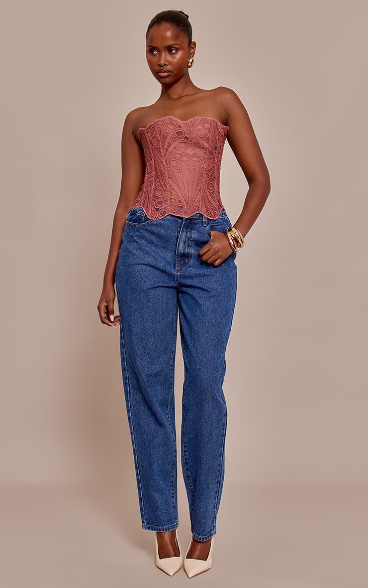 Pretty Little Thing Rose Textured Sheer Floral Lace Corset