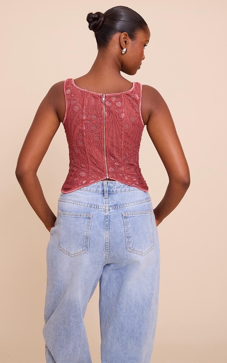 Pretty Little Thing Rose Textured Sheer Floral Square Neck Corset