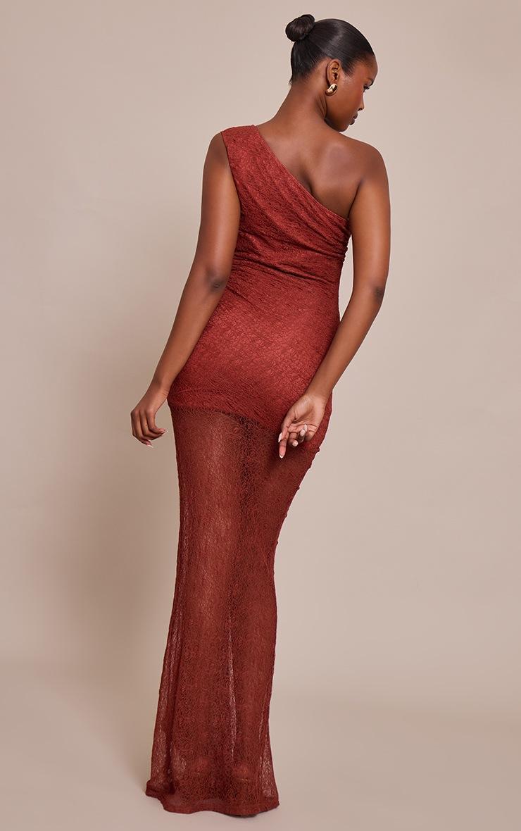 Pretty Little Thing Rust Lace One Shoulder Maxi Dress
