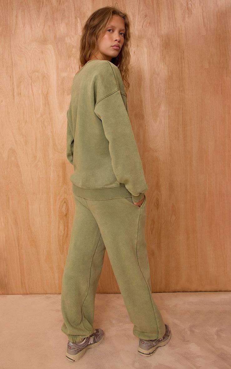 Pretty Little Thing Sage Acid Wash Panel Seam Cuff Sweatpant